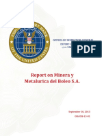 REDACTED Report On Minera y Metalurica Del Boleo SA Report Final OIG INS 13-01-130930