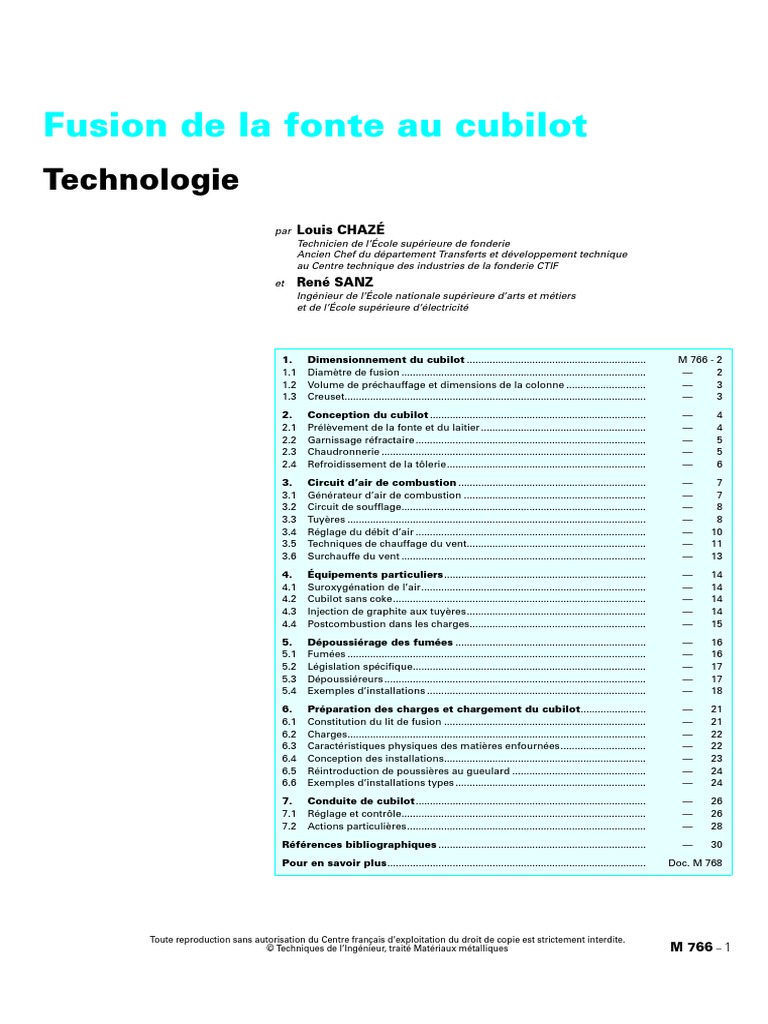 Fusion de La Fonte Au Cubilot: Technologie | PDF | Haut fourneau ...