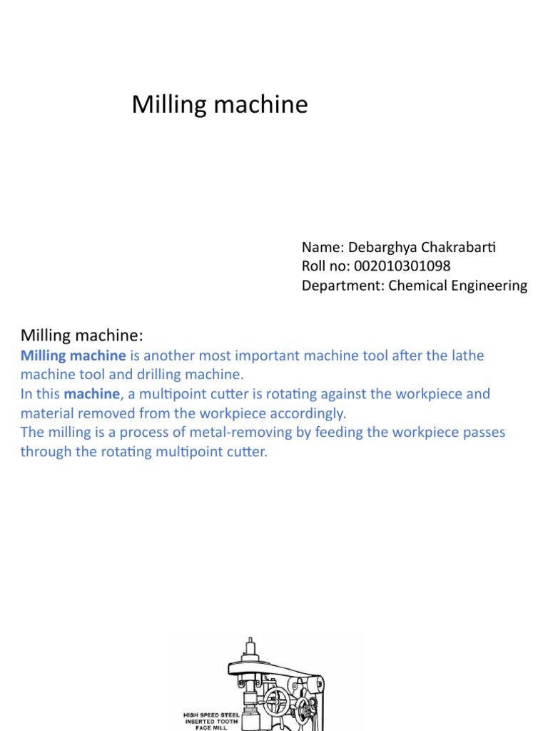 Milling Machine PPT 002010301098 PDF Machining Metalworking