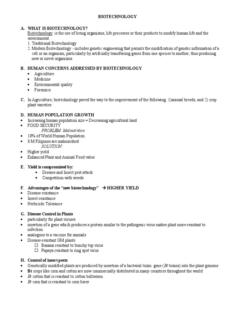 Biotechnology Lec - Notes | PDF | Genetic Engineering | Biotechnology