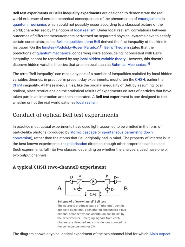Bell Test Experiments Download Free PDF Theoretical Computer