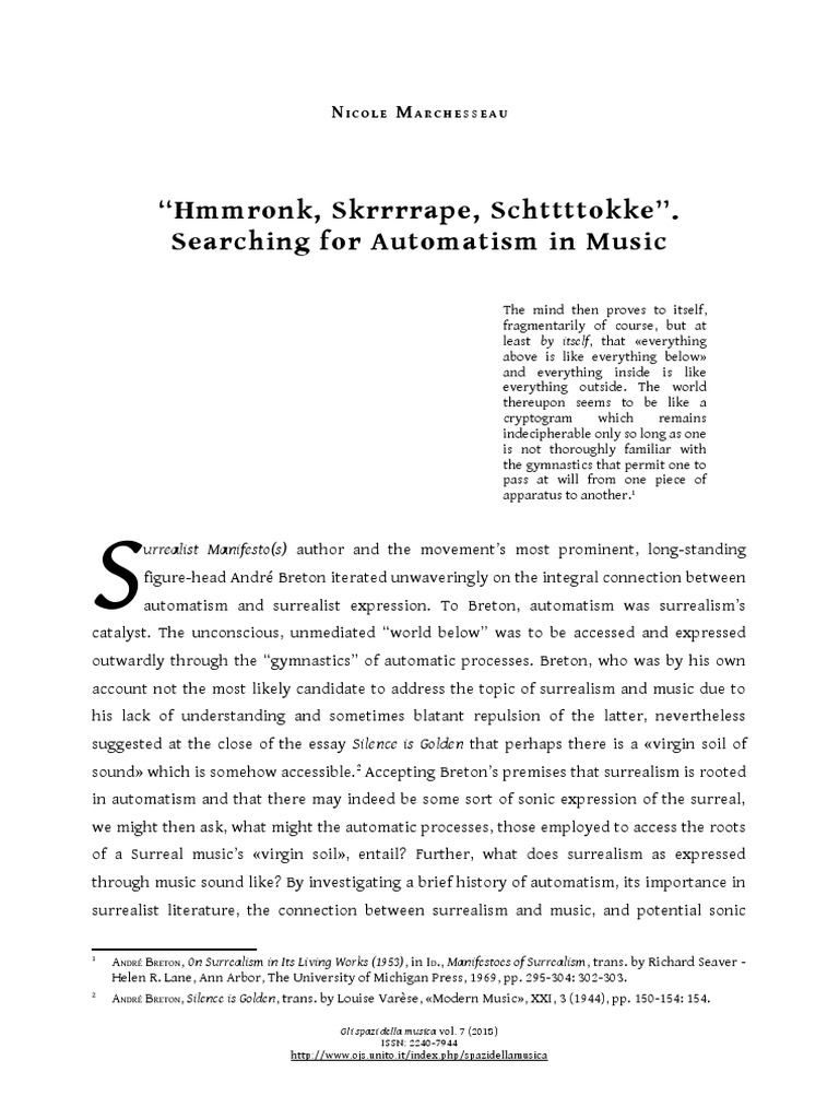 Automatism and Surrealism in Music | PDF | Surrealism