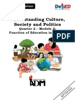 Understanding Culture, Society and Politics: Quarter 2 - Module 2: Function of Education in Society