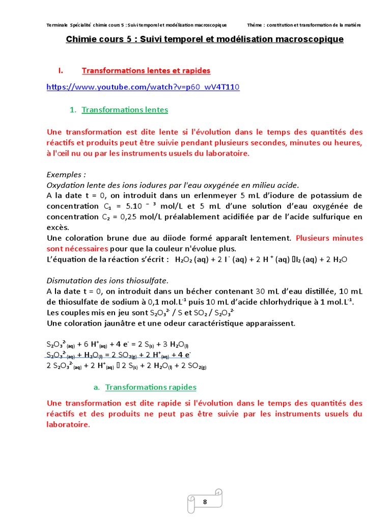 Suivi et Modélisation des Réactions Chimiques | PDF | Catalyse | Chimie