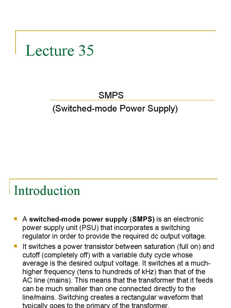 Understanding Switched-Mode Power Supplies | PDF | Power Supply | Rectifier