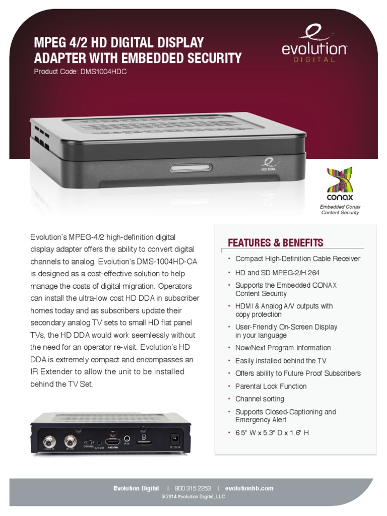 DMS1004H HDDTA - SpecSheet - 140220 | PDF | High Definition Television ...