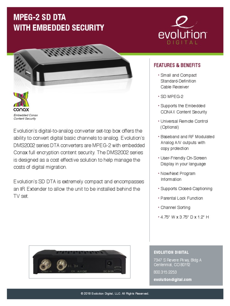 Mpeg-2 SD Dta With Embedded Security: Features & Benefits | PDF ...