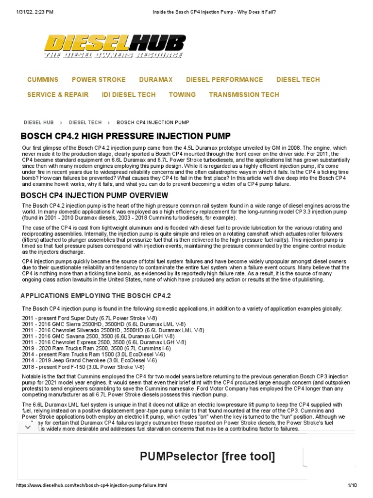 Inside The Bosch CP4 Injection Pump - Why Does It Fail | PDF | Pump ...
