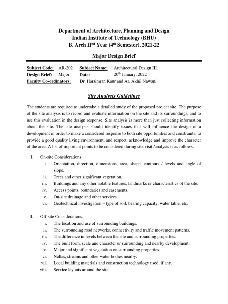 Site Analysis Guidelines for Architecture | PDF | Earth Sciences