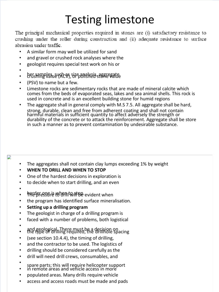 Limestone Testing and Analysis Guide | PDF | Limestone | Calcite