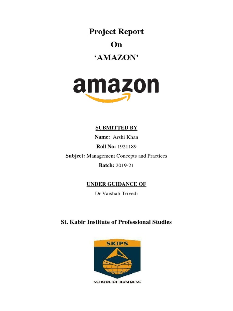 Project Report On Amazon PDF Free PDF Strategic Management Amazon