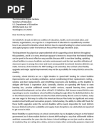 Cardona School Facilities Letter Request