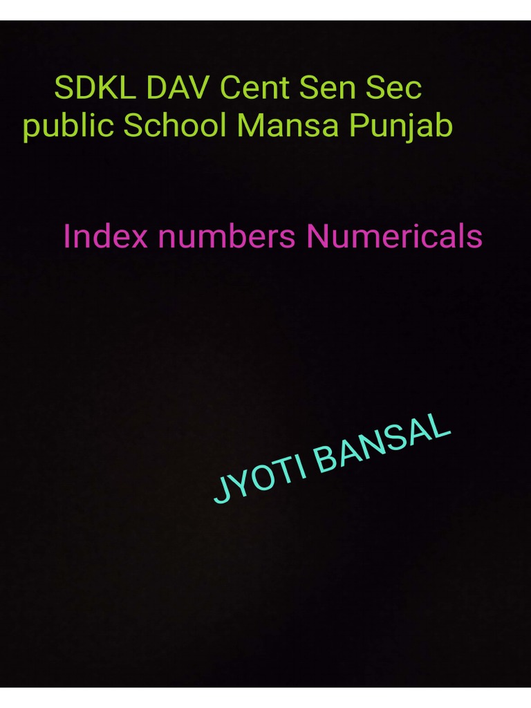 Index Numbers Numericals PDF