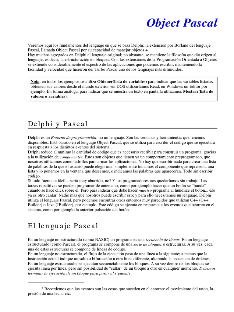 Pascal | PDF | Estructura de datos de matriz | Lenguaje de programación