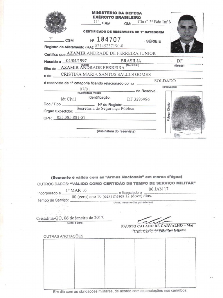 Certificado de Reservista. | PDF