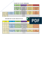 Horarios de clases primaria y preescolar