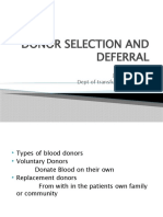 Donor Selection and Deferral