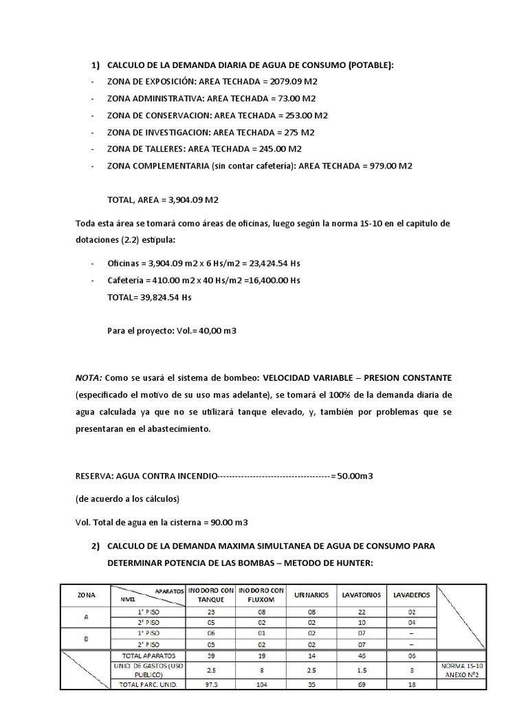 Cálculo de Demanda de Agua y Bombas | PDF | Materiales transparentes ...