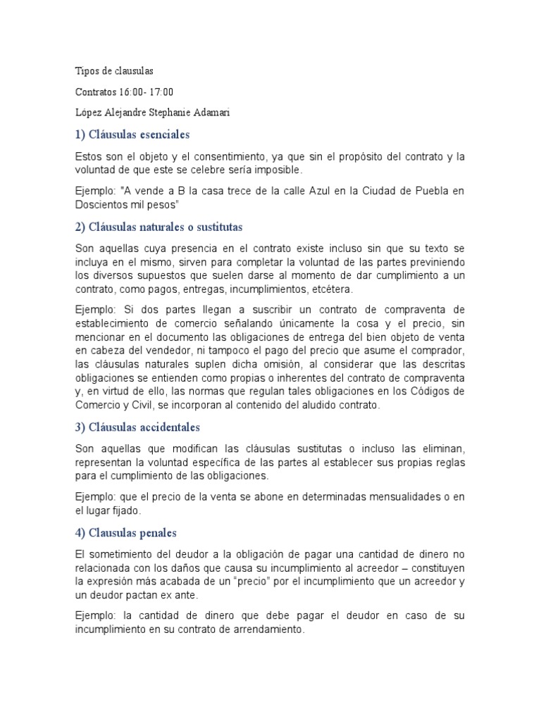 Tipos de Clausulas PDF