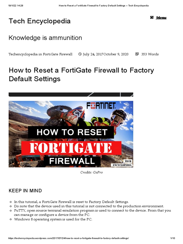 How To Reset A FortiGate Firewall To Factory Default Settings Tech