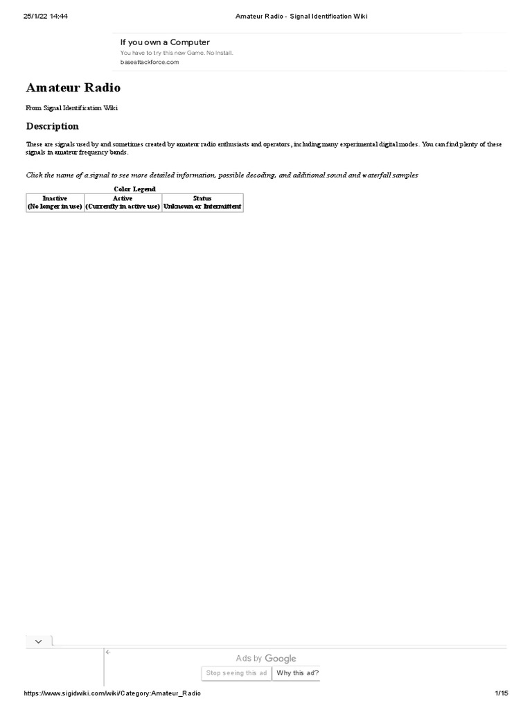 Amateur Radio - Signal Identification Wiki | PDF | Frequency Modulation ...