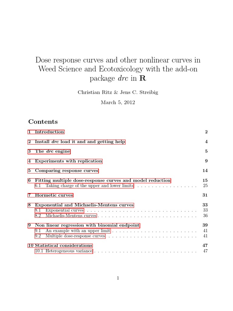 Using the drc Package for Dose-Response Analysis | PDF | Errors And ...