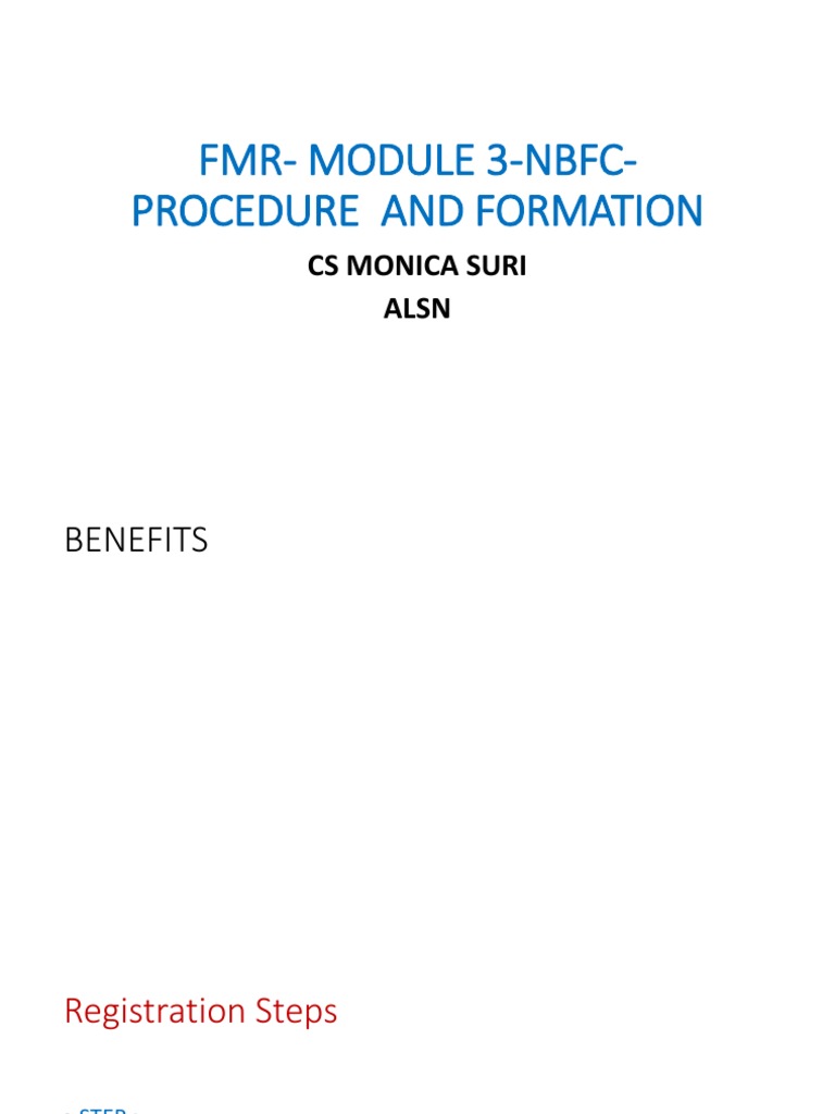 EC - MODULE 3-NBFC - PPT - Procedure NBFC | PDF | Reserve Bank Of India ...