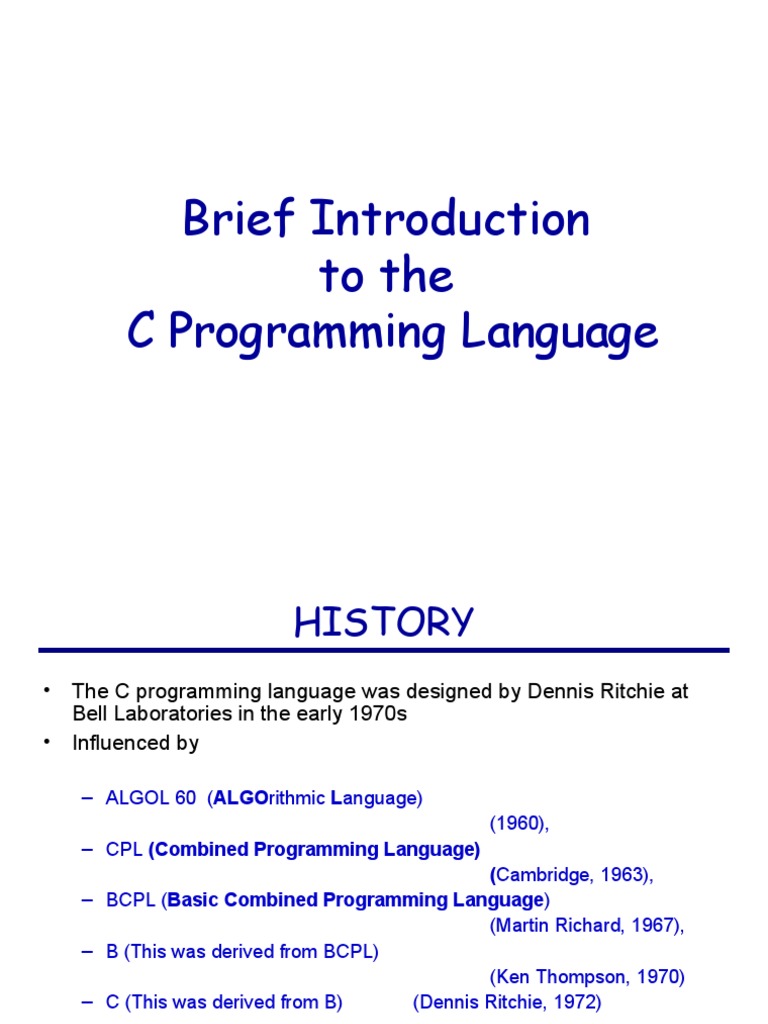 Brief Introduction To The C Programming Language | PDF | C (Programming ...