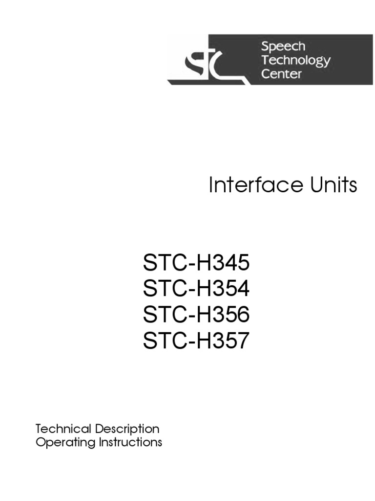 Interface Units Technical Description Operating Instructions PDF
