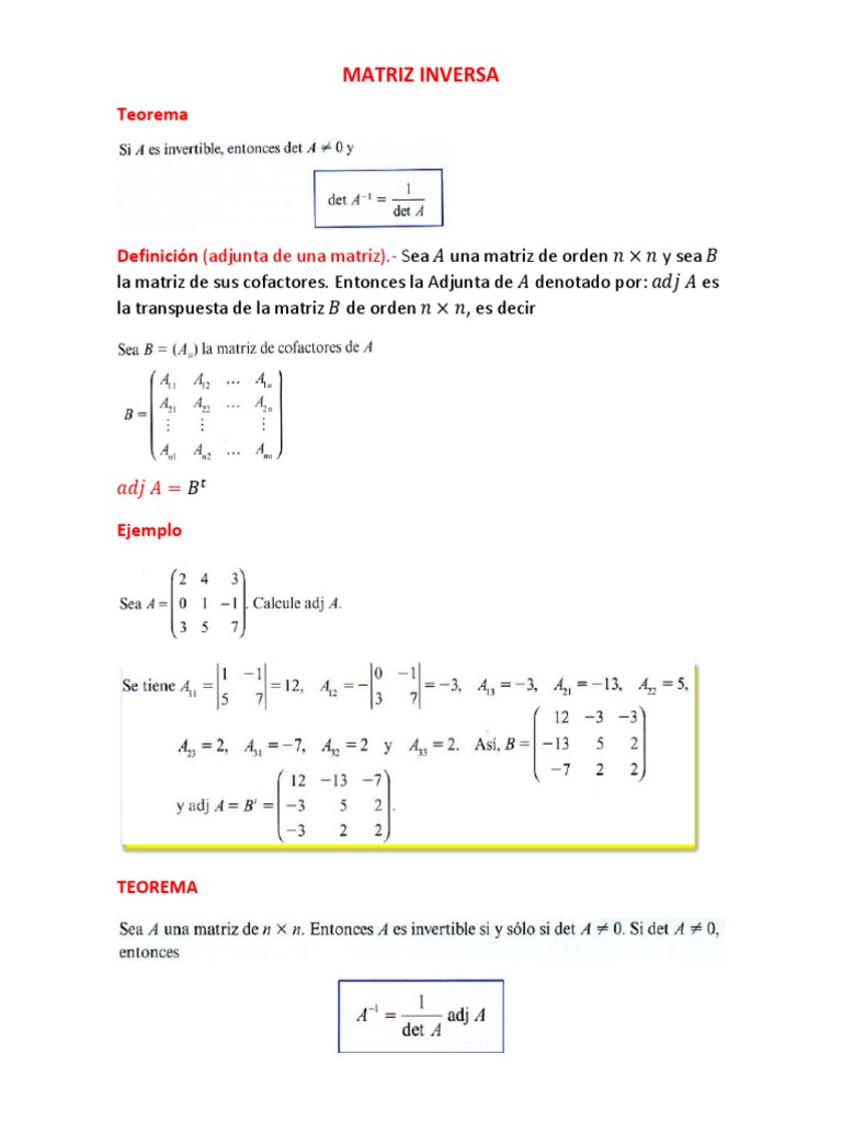 Matrizajunta Inversadeunamatriz | PDF