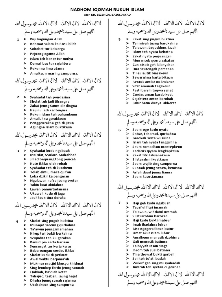 NADHOM RUKUN ISLAM Religi | PDF