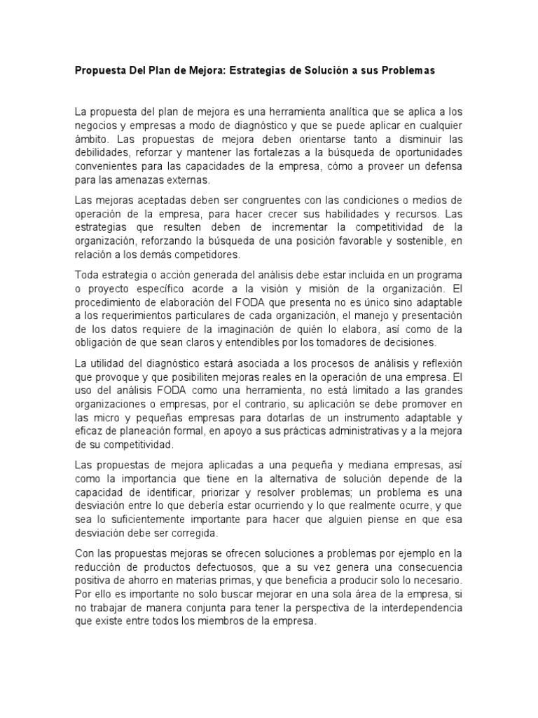 Propuesta de Mejora para PYMES | PDF | Business | Calidad (comercial)