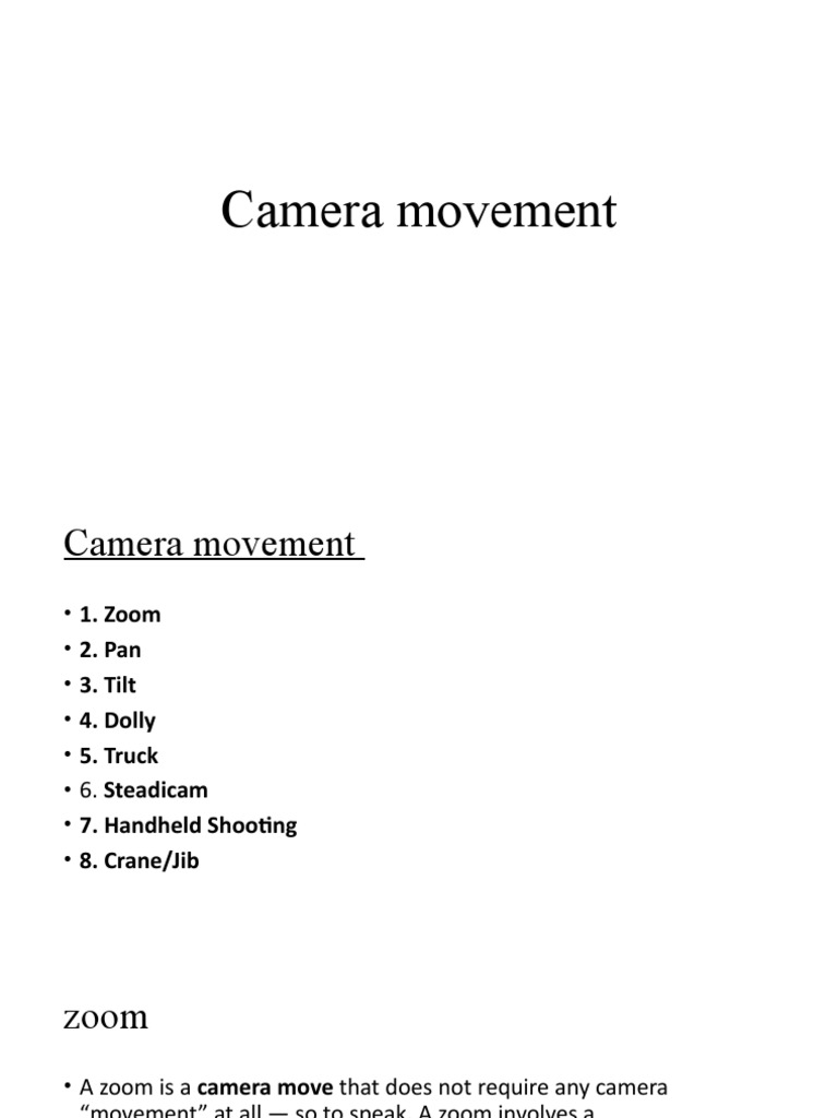 Camera Movement PDF Camera Zoom Lens