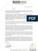 Carta de renuncia de Mirtha Vásquez a la PCM