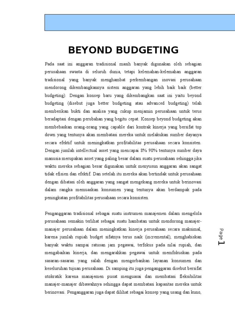 Model Beyond Budgeting untuk Inovasi | PDF | Bisnis