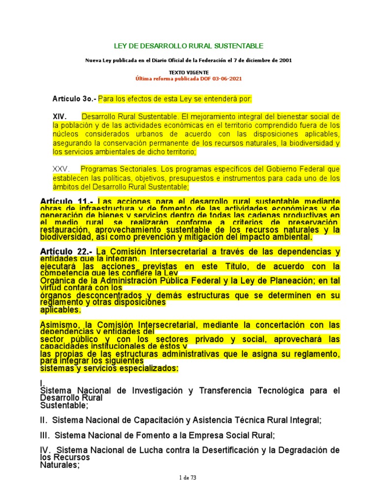 Ley de Desarrollo Rural Sustentable en México | PDF | México ...