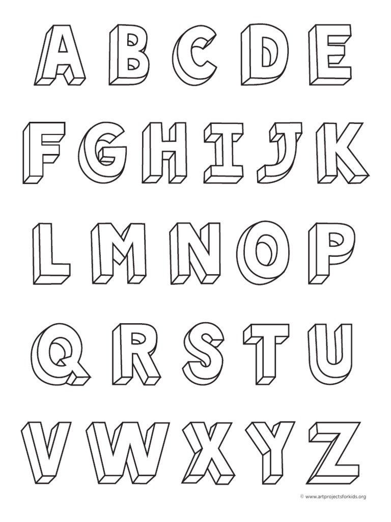 Block Letters Coloring Page PDF