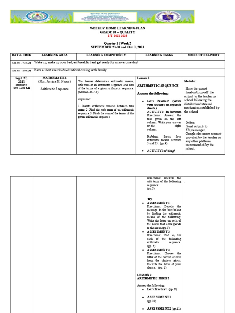 Grade 10 Weekly Learning Plan | PDF | Public Speaking | Health Care