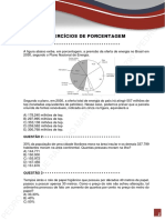 Exercícios de porcentagem com questões sobre energia, população, preços e estatísticas