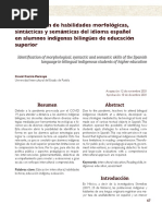 Identificación de Habilidades Morfológicas, Sintácticas y Semánticas Del Idioma Español en Alumnos Indígenas Bilingües de Educación Superior