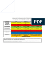 Horarios Entrenamientos Icovesa