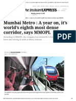 Mumbai Metro - A Year On, It's World's Eighth Most Dense Corridor, Says MMOPL - Cities News, The Indian Express