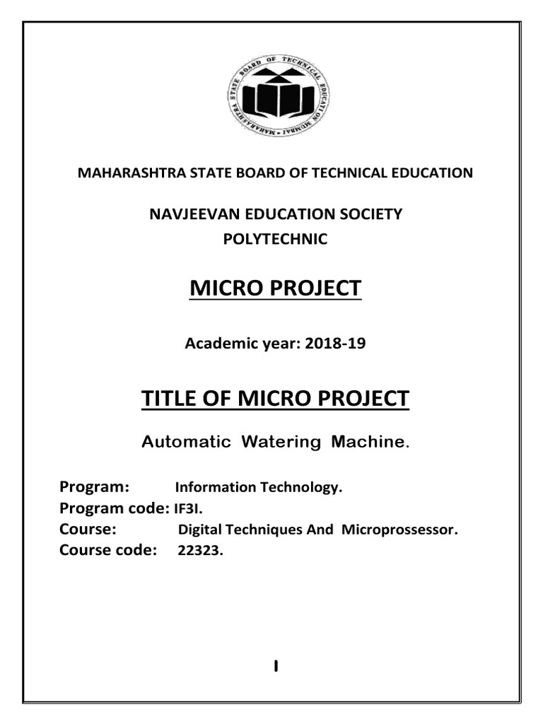 Micro Project: Navjeevan Education Society Polytechnic | PDF ...