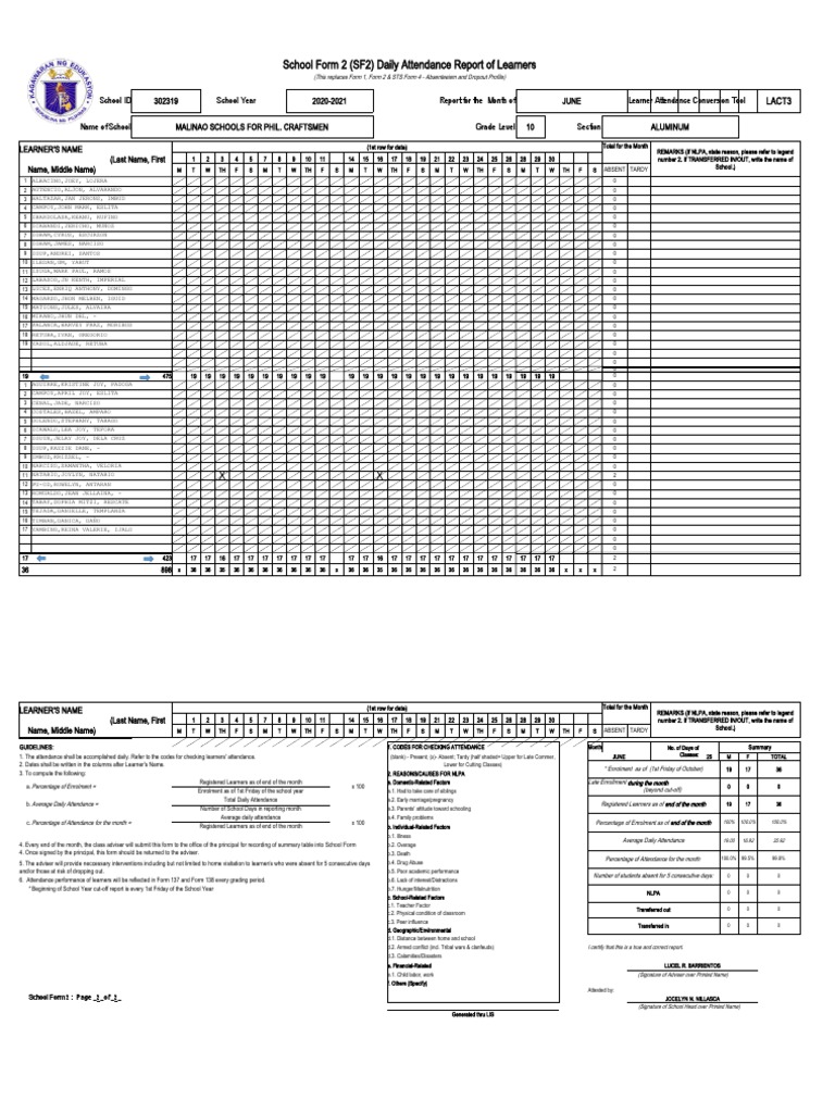 Sf2 Automated Daily Attendance Template 2024
