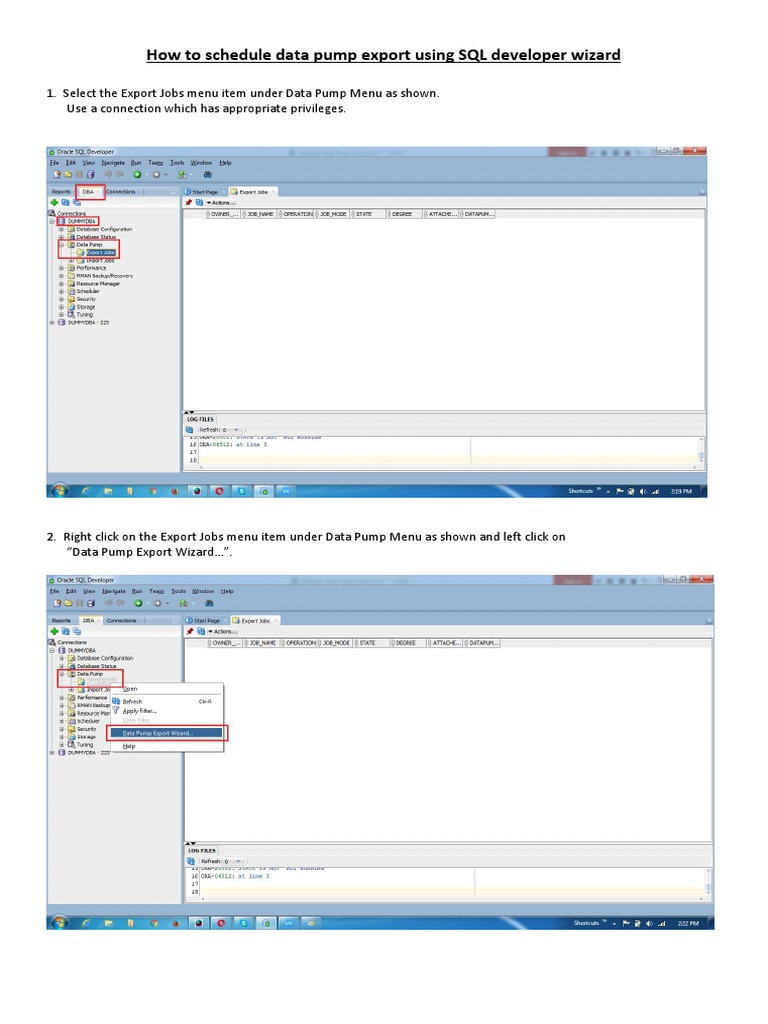 Schedule Data Pump Export Jobs in SQL | PDF | Business | Technology ...