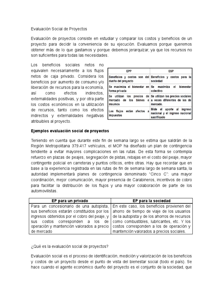 Evaluación Social de Proyectos: Guía Práctica | PDF | Presupuesto ...