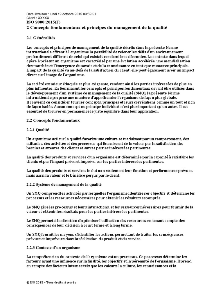 2 Concepts Fondamentaux Et Principes Du Management de La Qualité | PDF ...