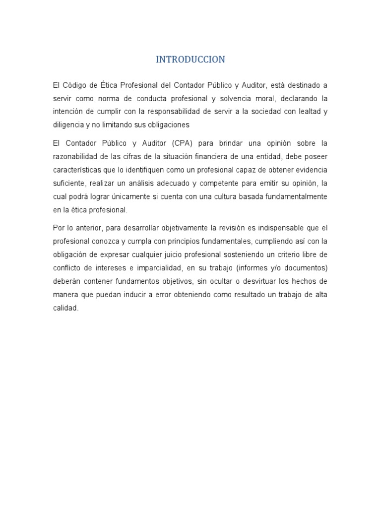 Codigo de Etica Del Contador Público y Auditor | PDF | Contador ...