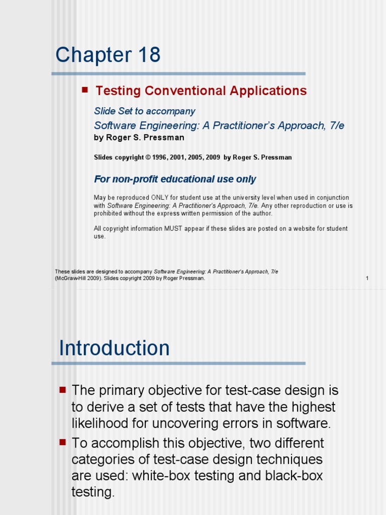 Testing Conventional Applications Software Engineering A Practitioner