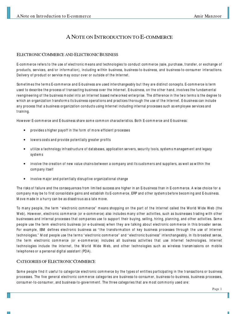 Understanding E-commerce Basics | PDF | Electronic Data Interchange | E ...